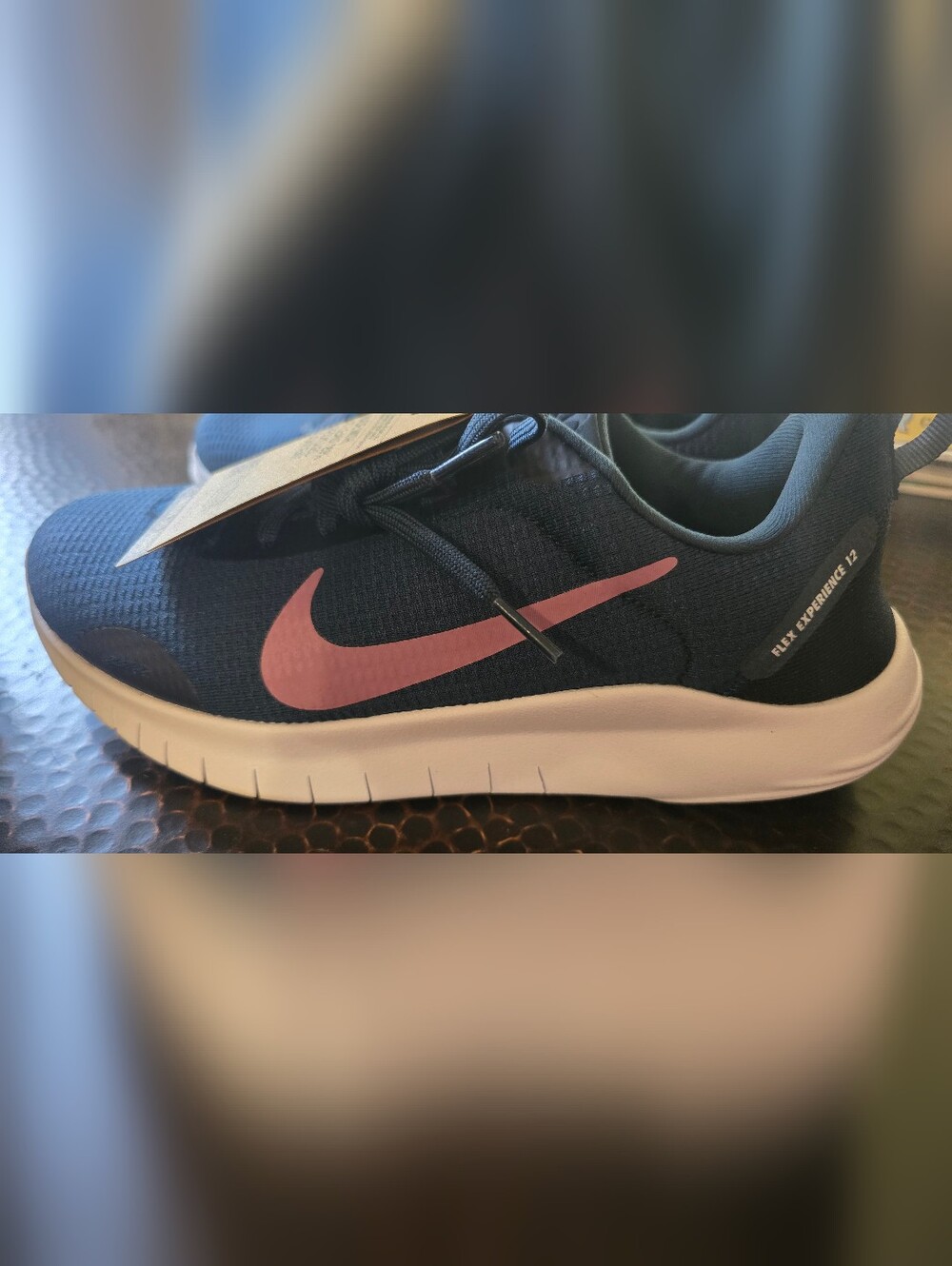 Nike Flex Experience Run 12, Nike Navy Running Shoe with Pink Swoosh